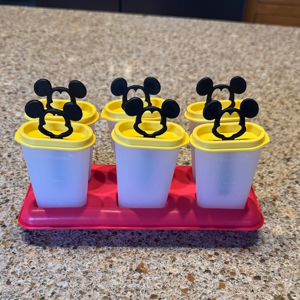 Vintage Tupperware Disney Mickey Mouse Ice Pop Molds - Yellow, Black, and Red